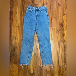 H&M Womens Denim High Rise Straight Straight Leg Jeans Pockets Size 2 Blue